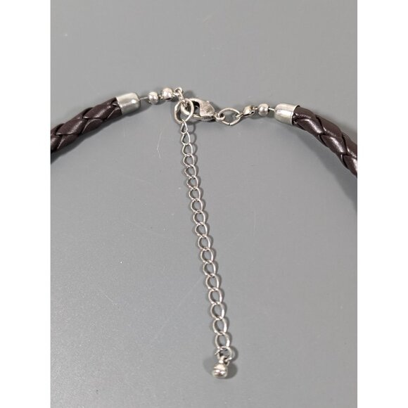 Boho Western Orange Blue Bead Braided Cord Necklace Statement Bold 21" - Picture 6 of 8